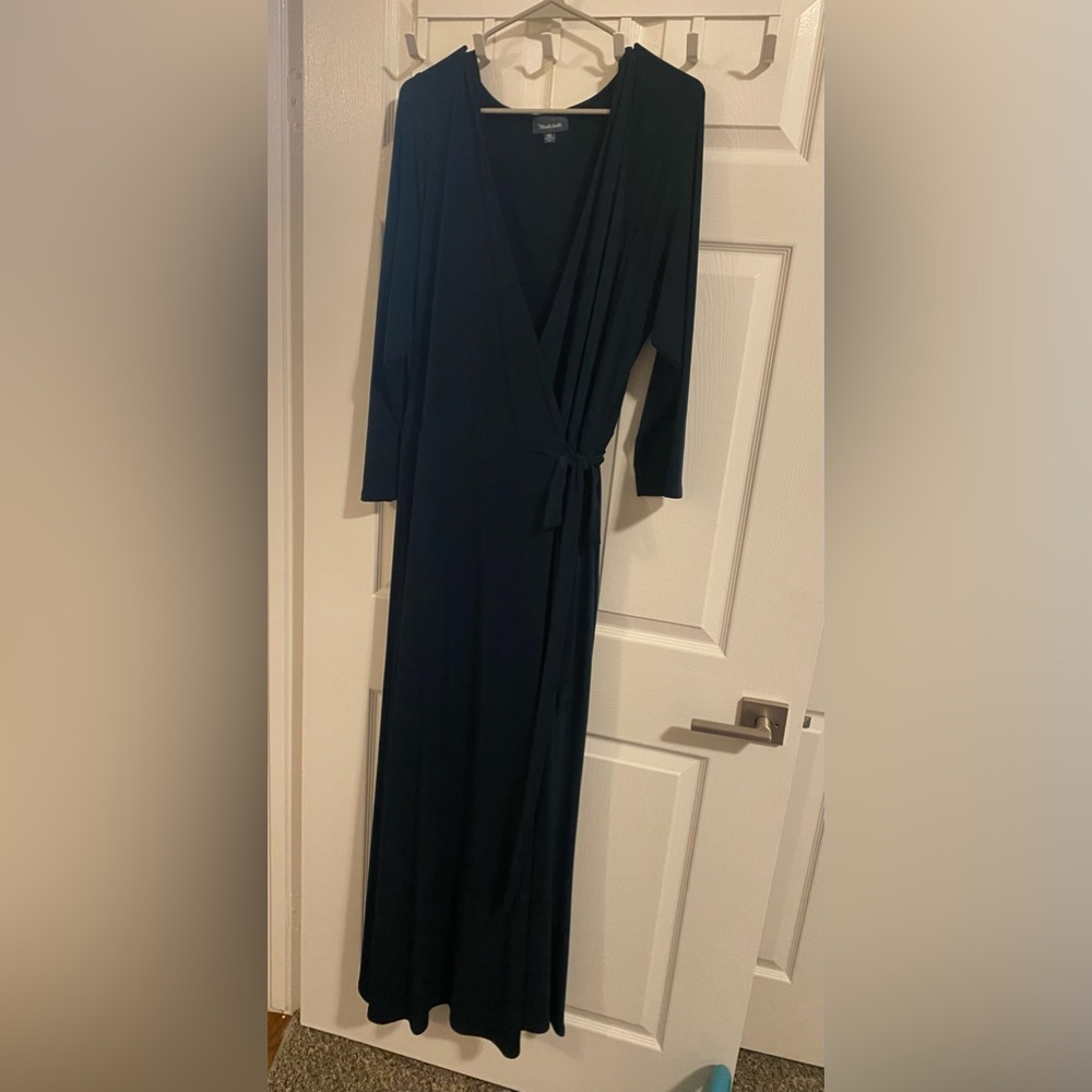 Formal forest green maxi wrap dress from ModCloth (plus size)